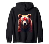 Canadian Bear Pride - Maple Leaf Wildlife Art Zip Hoodie