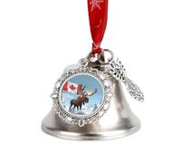 Canadian Canada Flag Funny Moose Christmas Bells Cute Hanging Ornaments Bells for Door Window Decor Wing Bell