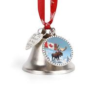 Canadian Canada Flag Funny Moose Christmas Bells Cute Hanging Ornaments Bells for Door Window Decor Love Bell