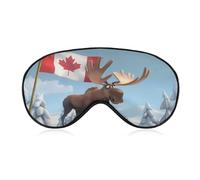 Canadian Canada Flag Funny Moose Sleep Mask Lightweight Blindfold Eye Mask with Adjustable Strap for Men Women