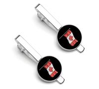 Canadian Canada Flag Men's Tie Clip Classic Necktie Tie Bar 2 Pack Clasp Clip for Wedding Anniversary Business Gifts