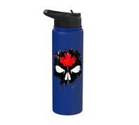 Canadian Distressed Black Skull Maple Leaf Canada Stainless Steel Insulated Water Bottle