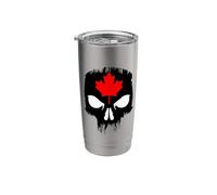 Canadian Distressed Black Skull Red Maple Leaf Canada Flag Stainless Steel Insulated Tumbler