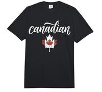 Canadian Distressed White Script and Flag Pattern Maple Leaf Comfort Colors Adult Heavyweight T-Shirt