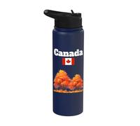 Canadian Fall Foliage Autumn Leaves Canada Flag Souvenir Stainless Steel Insulated Water Bottle