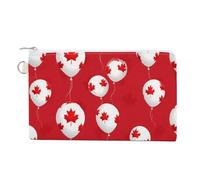 Canadian Flag Balloons Pattern Coin Purse Small Wallets with Zippered Key Ring Cute Wallet