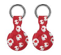 Canadian Flag Balloons Pattern Compatible with Airtag Locator Silicone Protective Case with Keychain 2PCS
