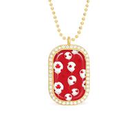 Canadian Flag Balloons Pattern Women's Square White Diamond Necklace Adjustable Pendant Chain Gift for Mom