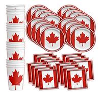 Canadian Flag Canada Birthday Party Supplies Set Plates Napkins Cups Tableware Kit for 16