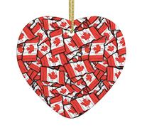 Canadian Flag Christmas Heart Pendant - Christmas Tree Decoration Baubles, Beautiful Ceramic Pendants, Festive Decorations