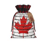 Canadian flag Christmas New Year Candy Gift Bags S Size Drawstring Bags for Kids Xmas Holiday Xmas Eve Presents
