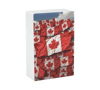 Canadian Flag Cigarette Case - Portable Cigarette Box Lightweight Holder Case for Travel Waterproof Plastic Cigarettes Boxes Pocket Size Storage Box for 20 Cigarettes