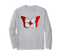Canadian Flag Colour Butterfly Butterflies Wings Canada Flag Long Sleeve T-Shirt