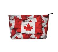 Canadian Flag Corduroy Makeup Bag with Stylish and Durable Zipper Design