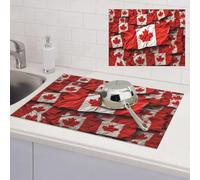Canadian flag Dish Drying Mat for Kitchen Counter Ultra Water Absorbent Microfiber Dish Drying Pad Heat Resistant Non-Slip Dish Rack Pad Tableware Mat Large 18"x24"