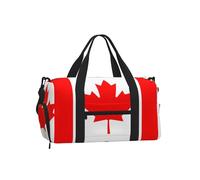 Canadian Flag Duffel Bag with Shoe Compartment - Lightweight Water-Resistant Holdall Gym Bag with Built-in Wet and Dry Separation Pouch