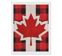 Canadian Flag Farm Buffalo Plaid Diamond Painting Kit for Adults Full Drill Square Diamond Wall Art Pictures Decor 12"x16"