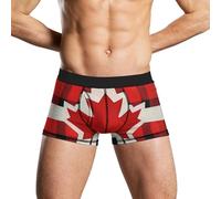 Canadian Flag Farm Buffalo Plaid Men's Boxer Briefs Breathable ComfortSoft Underpants Stretch Underwear L