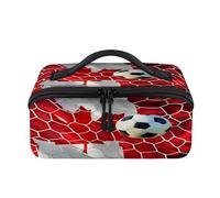 Canadian Flag Football Travel Makeup Bag Portable Waterproof Pouch Open Flat Toiletry Bags Toiletries Cosmetics Traveling Organizer for Women Men
