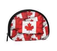 Canadian Flag Full Format Printed Polyester Portable Mini Storage Bag Shell Shaped Wallet Small Coin Wallet Shell Storage Bag
