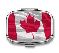 Canadian Flag Funny Square Pill Organizer Travel Pharmacy Box Portable Medicine Case with 2 Compartments