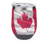 Canadian Flag Funny Stainless Steel Eggshell Cup 12oz Double Layer Vacuum Red Wine Cups U-Shaped Tumbler with Lid