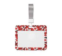 Canadian Flag Id Badge Holder with Lanyard Waterproof Plastic Id Name Tag Badge Case Protector Cover for Office Work Nurse Teacher Women