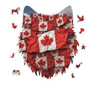 Canadian Flag Jigsaw Puzzle 175PCS Wolf Head Design Puzzle Wooden Jigsaw Puzzles for Adults Families