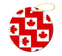 Canadian Flag Leaf Christmas Ornament Souvenir Ceramic Hanging Pendant 1 Pcs