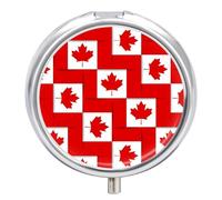 Canadian Flag Leaf Mini Pill Organizers Cute Round Pills Box Portable 3 Compartment Medicine Case Box for Travel
