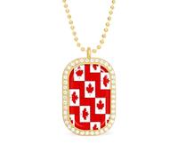 Canadian Flag Leaf Women's Square White Diamond Necklace Adjustable Pendant Chain Gift for Mom
