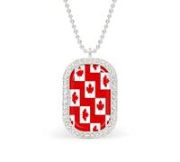 Canadian Flag Leaf Women's Square White Diamond Necklace Adjustable Pendant Chain Gift for Mom