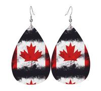 Canadian flag Leather Earring. Stylish teardrop shape, perfect for women, and a great decorative choice for parties and holidays.