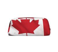 Canadian Flag Makeup Bag for Women Men Pencil Pouch Travel Small Cosmetic Bag Zippered Toiletry Bags Aesthetic Pen Bags Trendy Storage Bags Leather Coin Pouch Purse