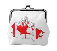 Canadian Flag Map print Coin Purse, Mini Change Purse for Women Small Coin Purse for Credit Card ID Key, Black, One Size, Vintage