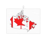 Canadian Flag Map Print Dish Drying Mat for Kitchen, Microfiber Dish Draining Pad, Absorbent Countertop Protector