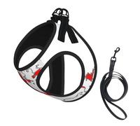 Canadian Flag Map Print Small Dog Harness And Leash Set, Adjustable Soft Vest With 360° Reflective Straps For Cats Puppy