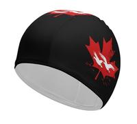 Canadian Flag Maple Duck Elastic Swimming Cap Unisex Waterproof Bath Caps Lightweight Swim Hat Gifts for Swimmers