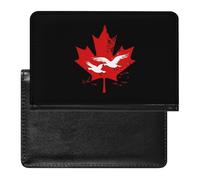 Canadian Flag Maple Duck Leather Passport Holder ID Card Protector Portable Cover Case Travel Wallet for Men Women