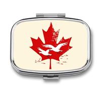 Canadian Flag Maple Duck Portable Pill Organizer with 2 Compartments Square Medicine Box Compact Travel Pharmacy Case