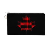 Canadian Flag Maple Tartan Checked Coin Purse Small Wallets with Zippered Key Ring Cute Wallet