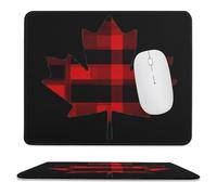 Canadian Flag Maple Tartan Checked Mouse Pad with Stitched Edges Non-Slip Waterproof Mousepads for Laptop Games Desktop