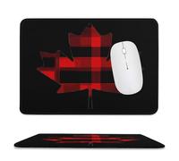 Canadian Flag Maple Tartan Checked Mouse Pad with Stitched Edges Non-Slip Waterproof Mousepads for Laptop Games Desktop