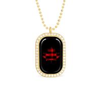 Canadian Flag Maple Tartan Checked Women's Square White Diamond Necklace Adjustable Pendant Chain Gift for Mom