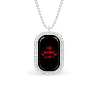 Canadian Flag Maple Tartan Checked Women's Square White Diamond Necklace Adjustable Pendant Chain Gift for Mom