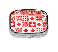 Canadian Flag Mini Pill Box Metal Travel Medicine Organizer with 2 Compartments Pocket-Sized Pill Container