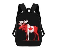 Canadian Flag Moose Backpack Unisex 17Inch Lightweight Travel Daypack Laptop Backpacks with 1 Main Compartment And Side Pockets