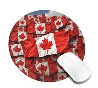 Canadian Flag Mouse Pad Waterproof Gaming Mousepad with Non-Slip Rubber Base Round Computer Mouse Mat for Office Latop Mousepads Washable Cloth Desk Pad 8 x 8 in