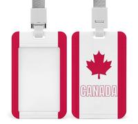 Canadian Flag Novelty Badge Holder Plastic Name ID Card Cases Work Tag with Lanyard