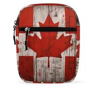 Canadian Flag on Vintage Wood Small Crossbody Bag Classic Shoulder Bag Mini Messenger Bags for Women Men